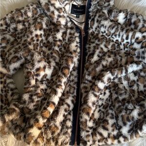 Lucky Brand Leopard-Print Faux-Fur Coat Sz: XS